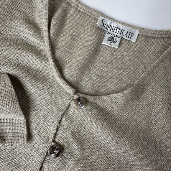 Vtg Sophisticate Cropped Cardigan Sz 11/12 Neutral Flax Canada Minimalist 90s - Picture 8 of 15